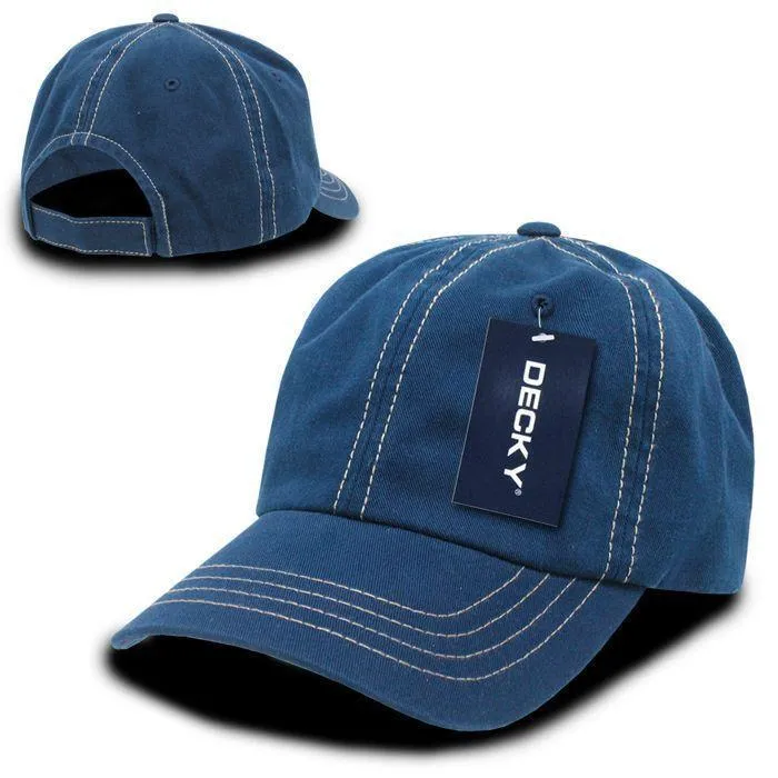 1 Dozen Decky Contra Stitch Polo Washed Cotton Dad Caps Hats Wholesale Lots