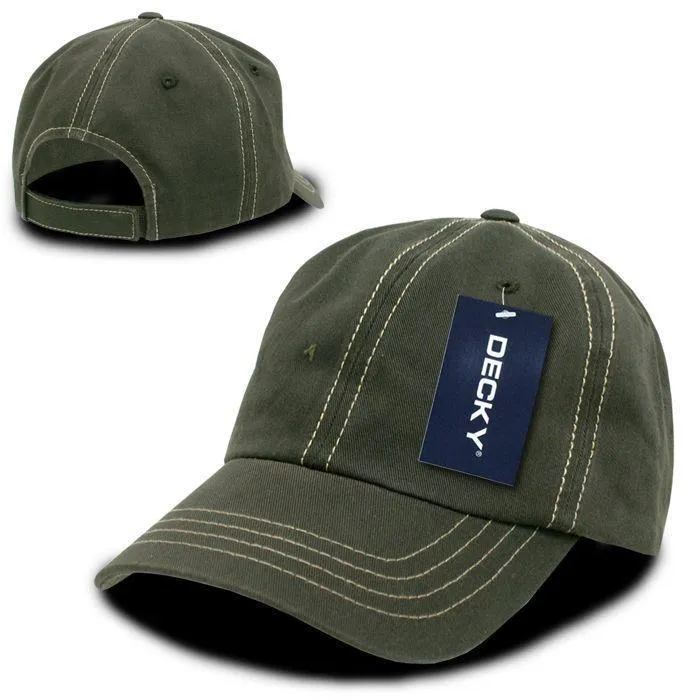 1 Dozen Decky Contra Stitch Polo Washed Cotton Dad Caps Hats Wholesale Lots