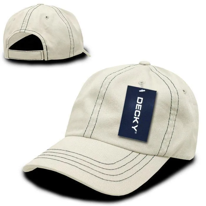 1 Dozen Decky Contra Stitch Polo Washed Cotton Dad Caps Hats Wholesale Lots