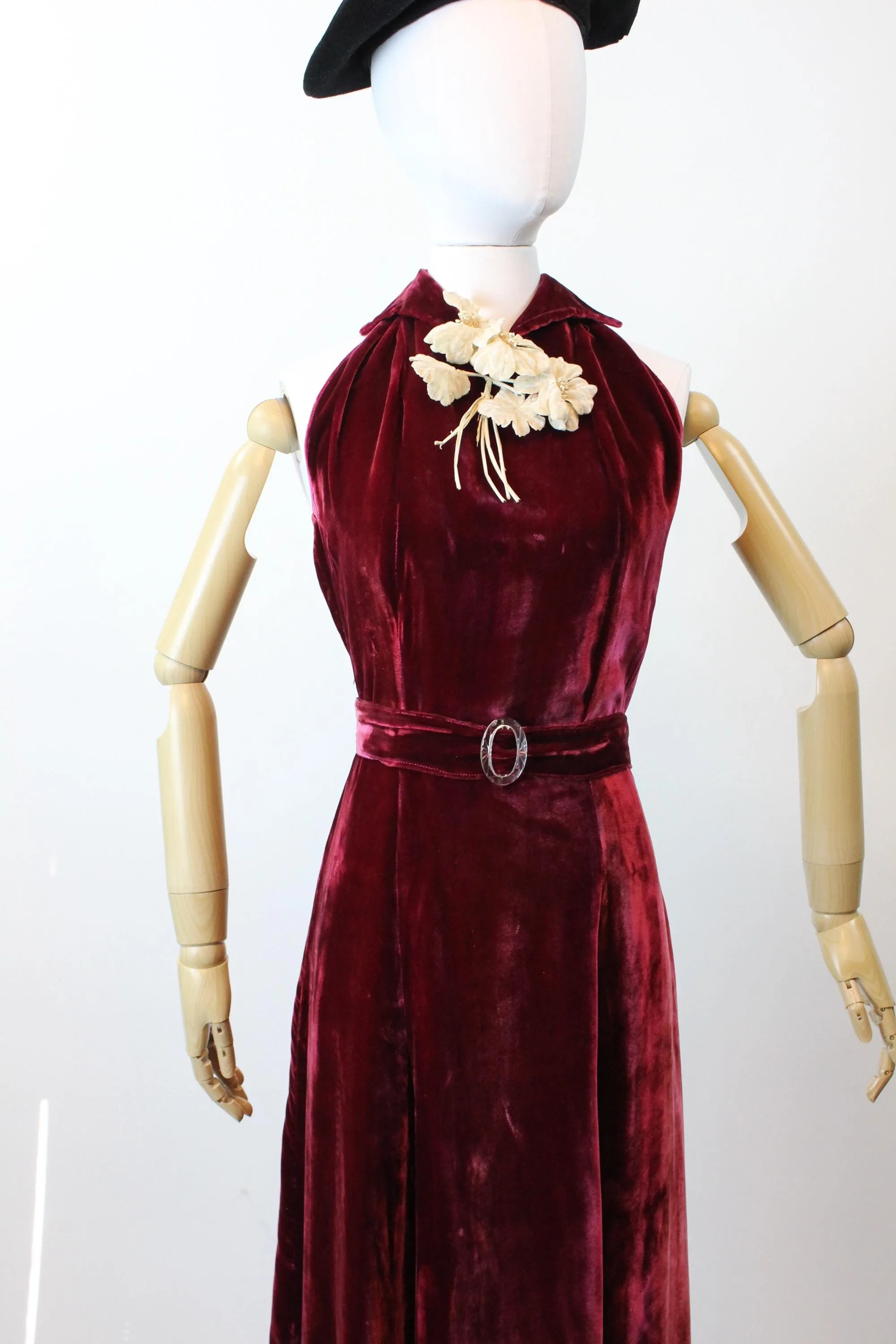 1930s STRAPPY BACK VELVET gown dress small | new fall winter