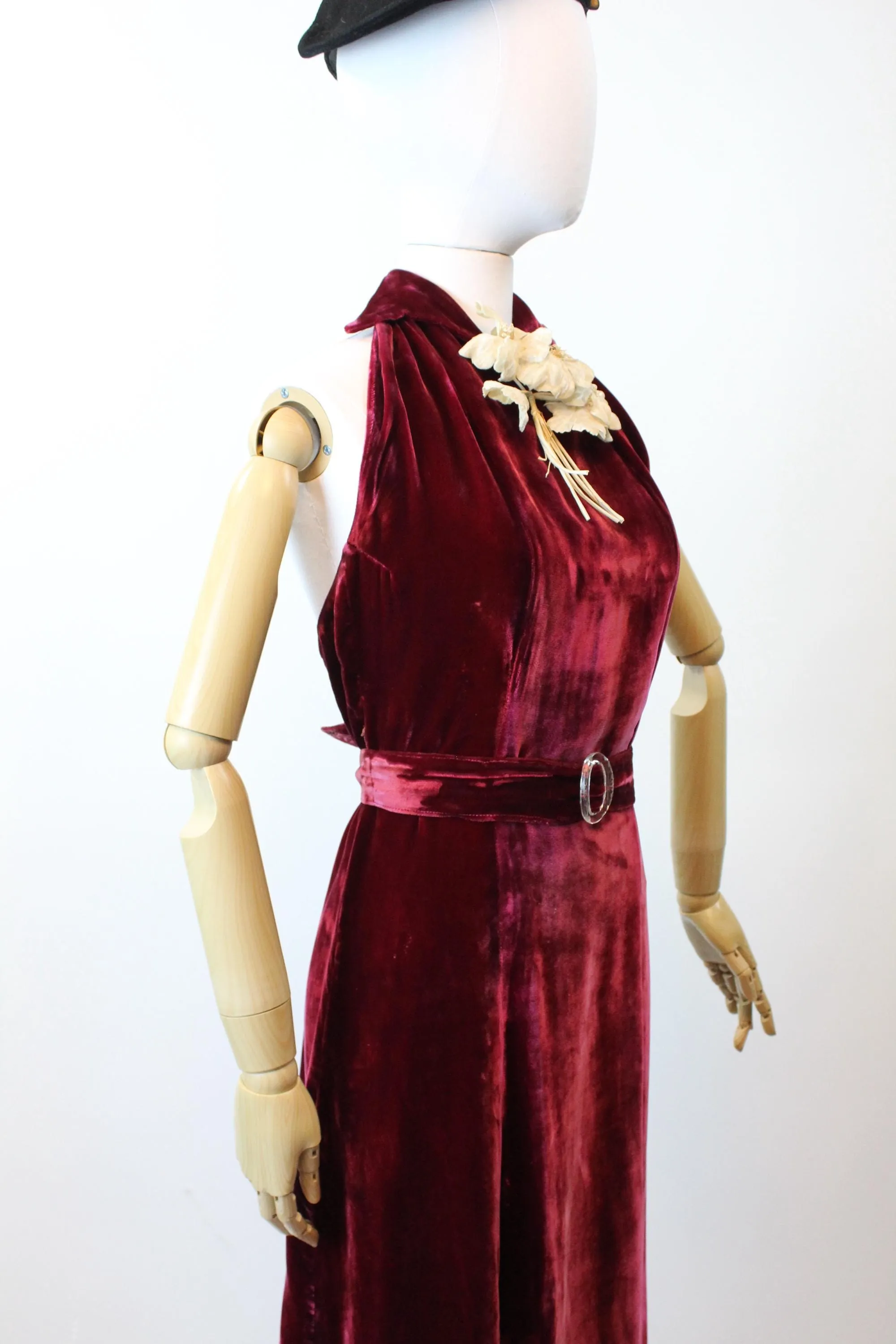 1930s STRAPPY BACK VELVET gown dress small | new fall winter