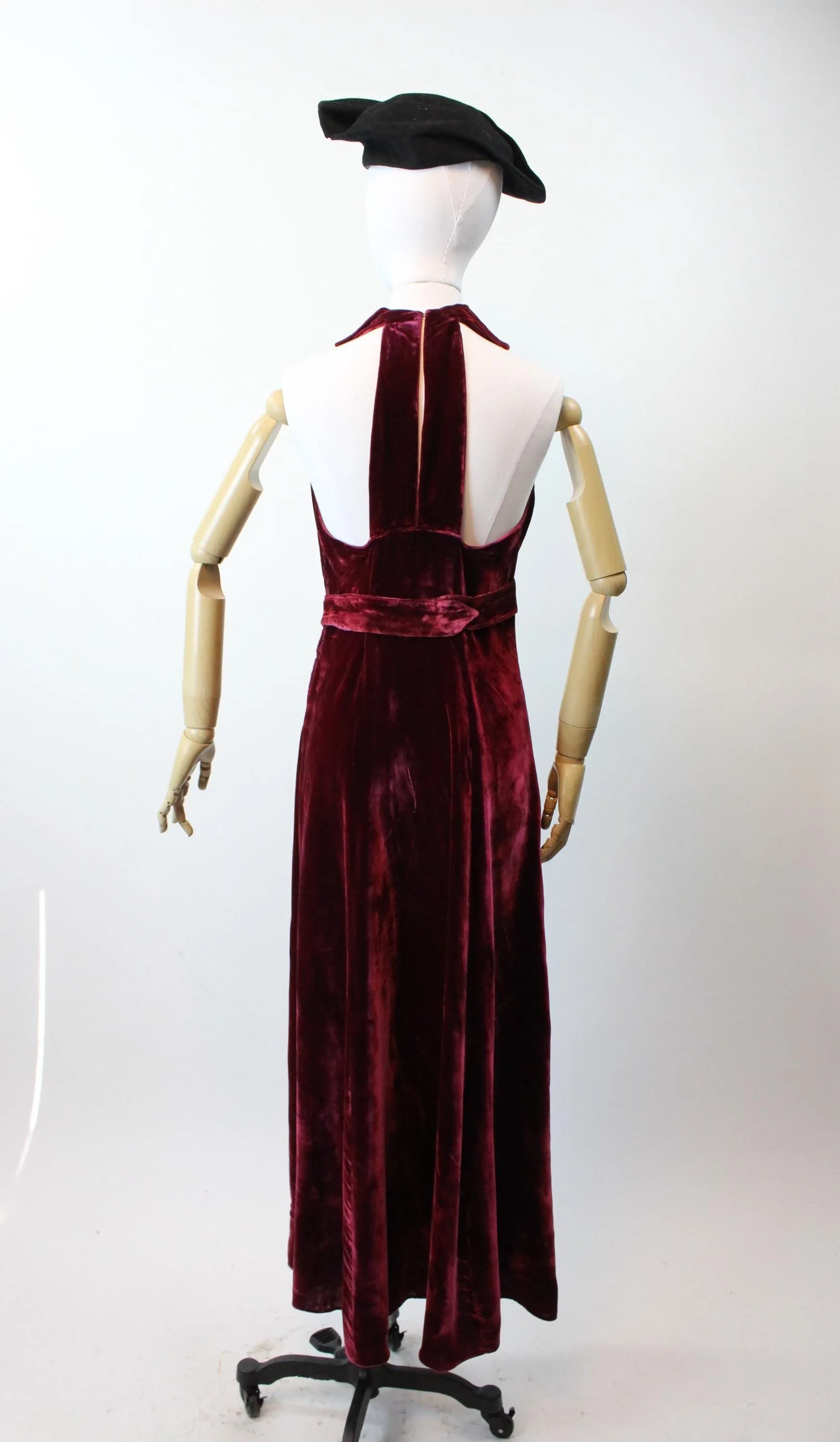 1930s STRAPPY BACK VELVET gown dress small | new fall winter