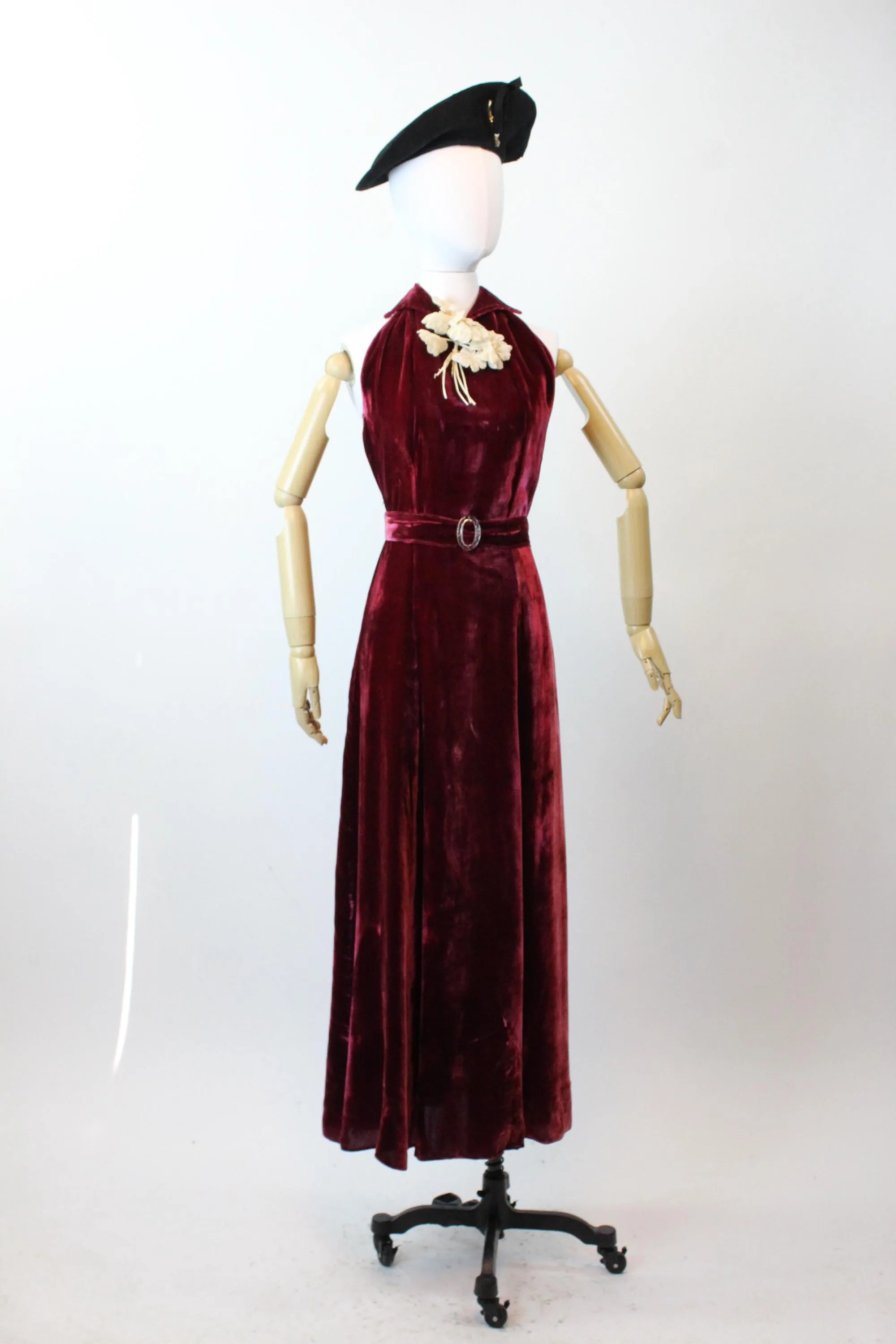 1930s STRAPPY BACK VELVET gown dress small | new fall winter