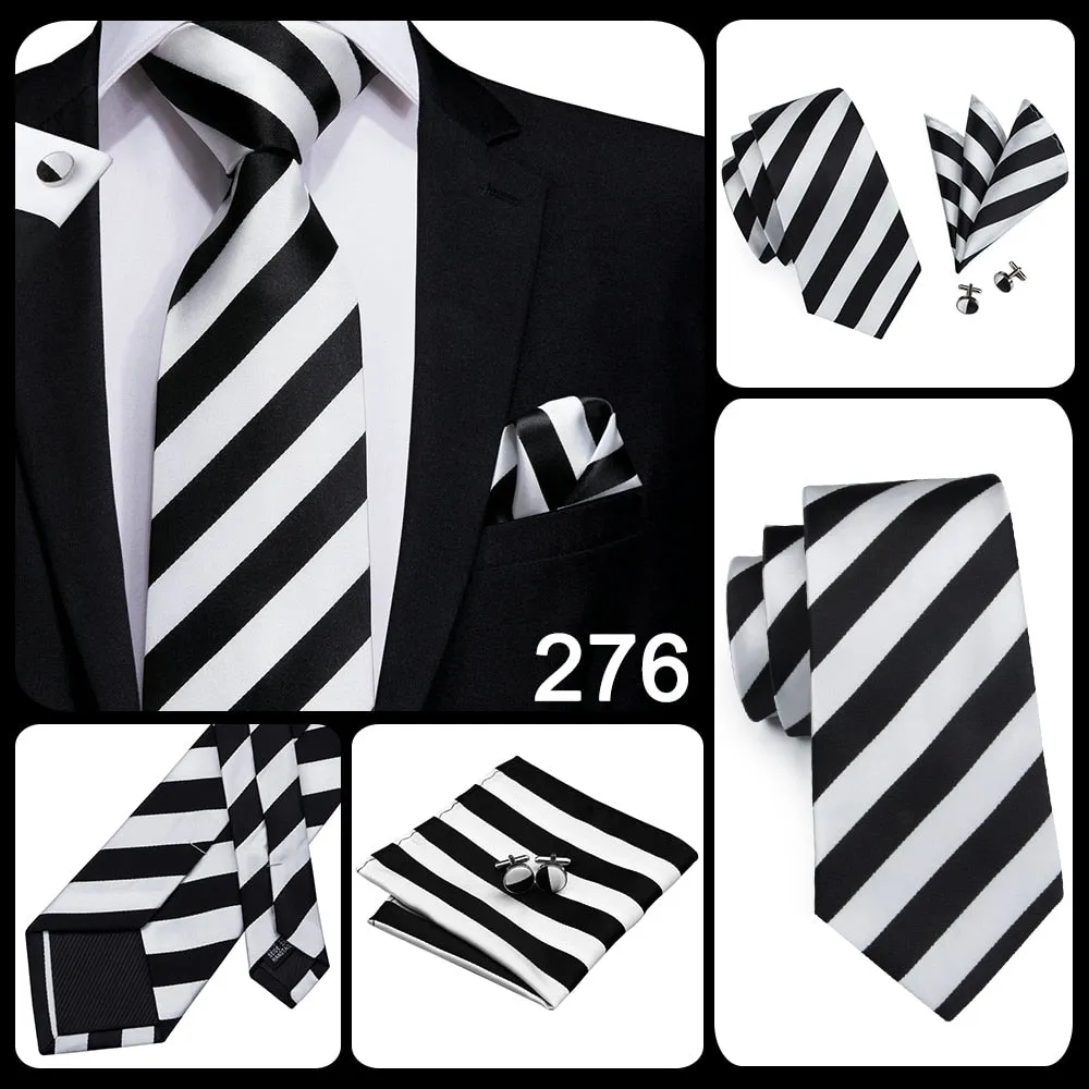 3 Piece 8.5cm Business Black Solid Paisley 100% Silk Men's Tie Neck Strip Tie Formal Luxury Wedding Neckties Set