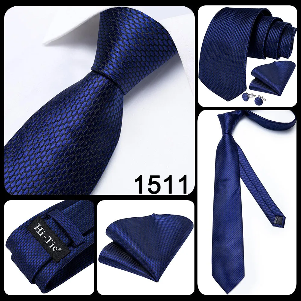 3 Piece 8.5cm Business Black Solid Paisley 100% Silk Men's Tie Neck Strip Tie Formal Luxury Wedding Neckties Set