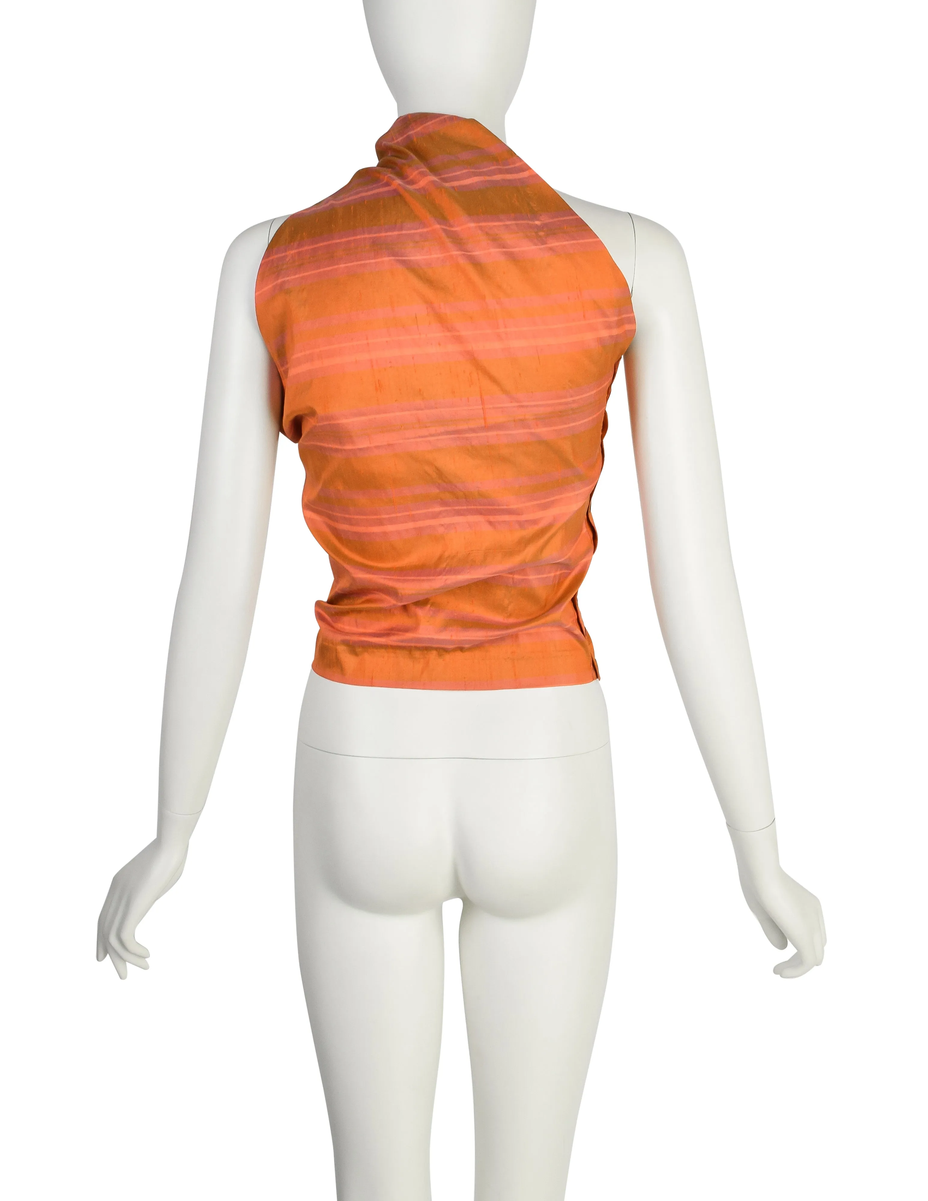 Callaghan by Romeo Gigli Vintage SS 1987 Orange Iridescent Silk Shantung One Shoulder Top