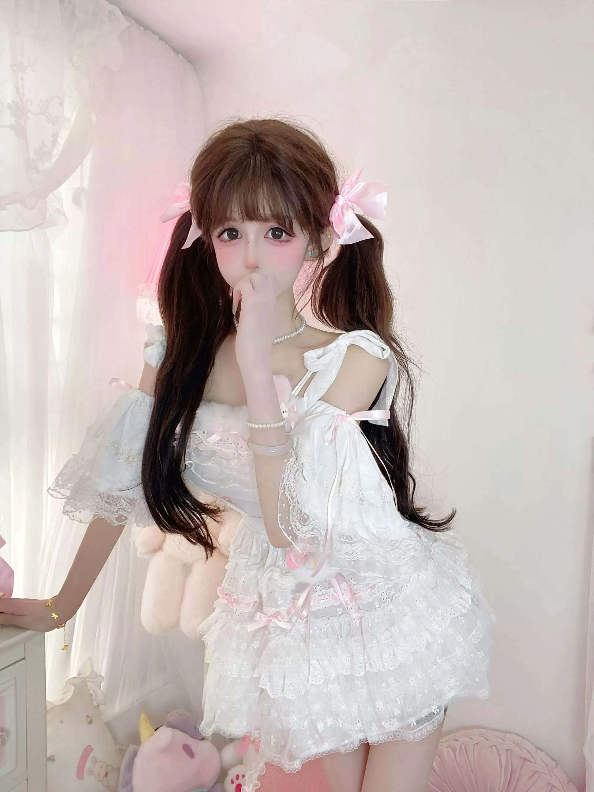 Candy Fairy Soft Angel Camisole Top & White Suspender Skirt Two Piece Set