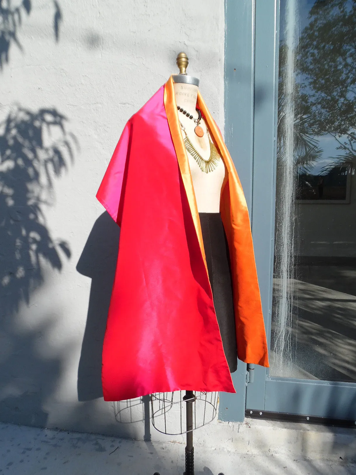 Double Sided Evening Shawl Fuchsia Tangerine