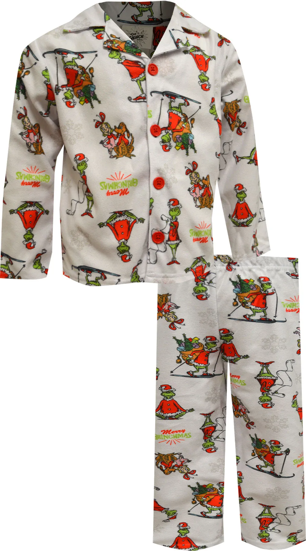 Dr. Seuss The Grinch Merry Christmas Boys Flannel Pajamas