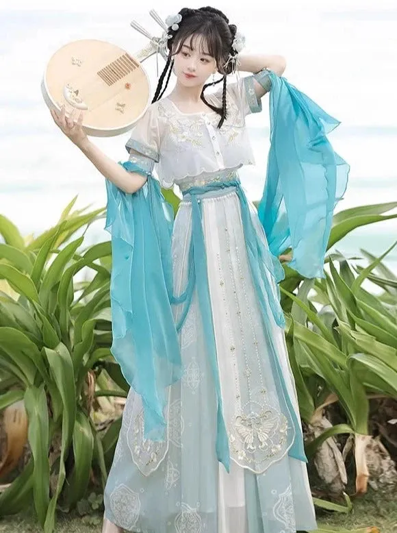 Dunhuang Fairies, Feitian Style Hanfu, Aquamarine 碧水