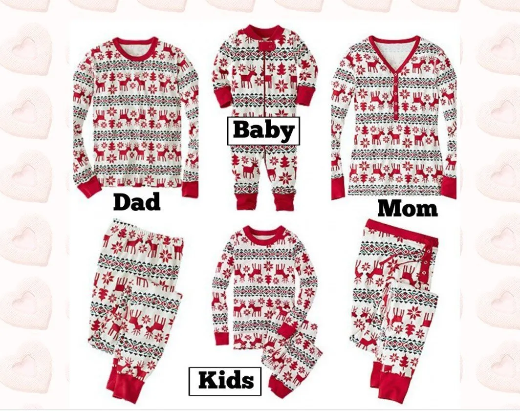 Family Christmas pajams printing set Xmas family suit -4