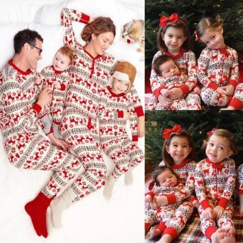 Family Christmas pajams printing set Xmas family suit -4