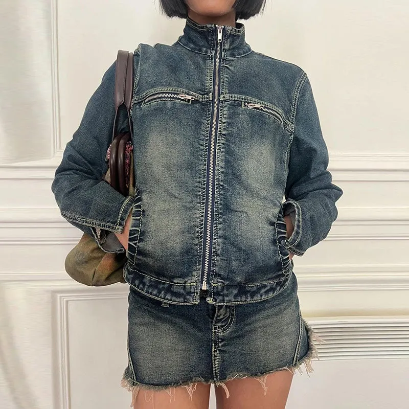 Fashionkova Kapri Denim Jacket & Mini Skirt