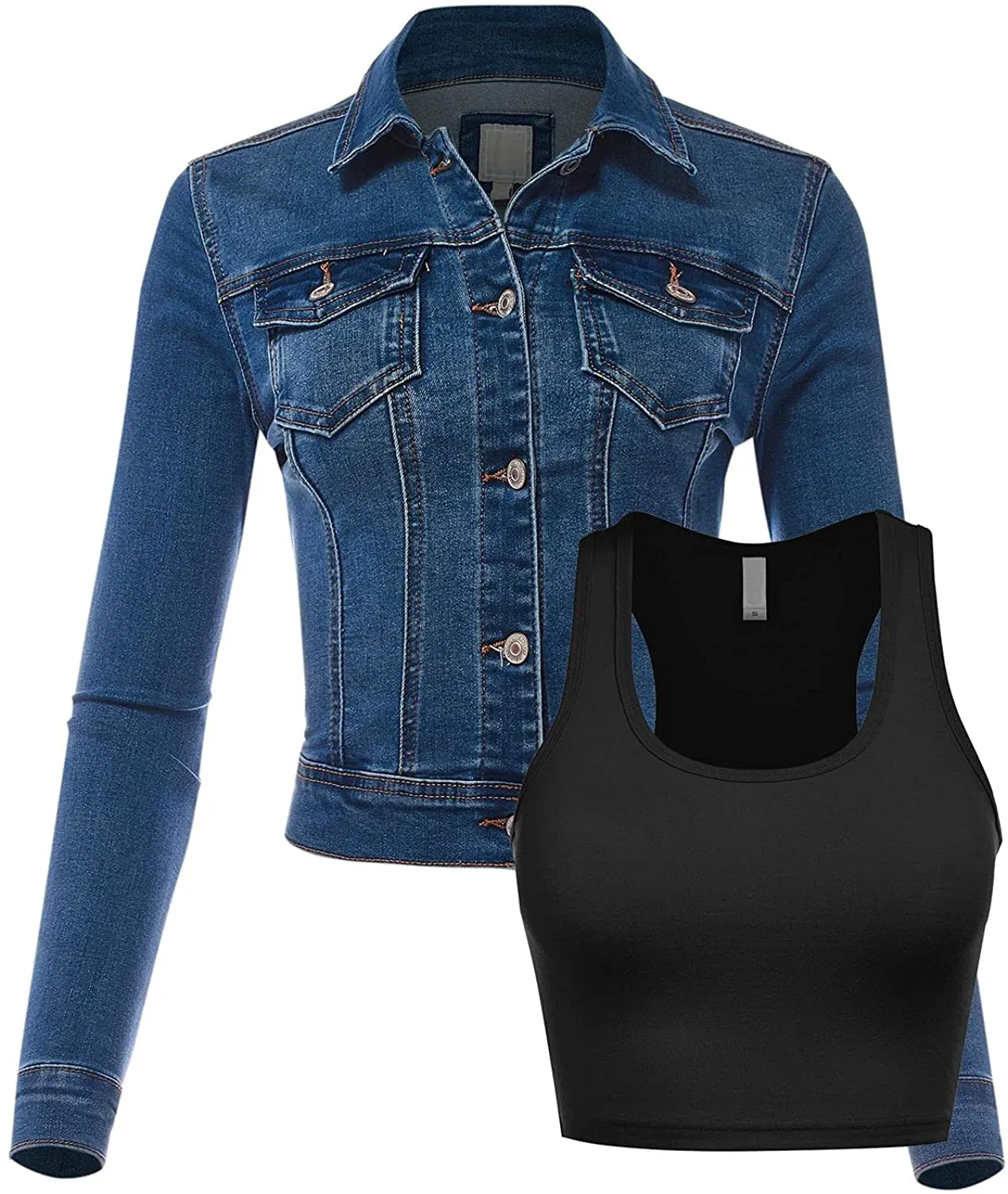 FashionMille Women Classic Casual Stretch Fit Denim Jean Jacket