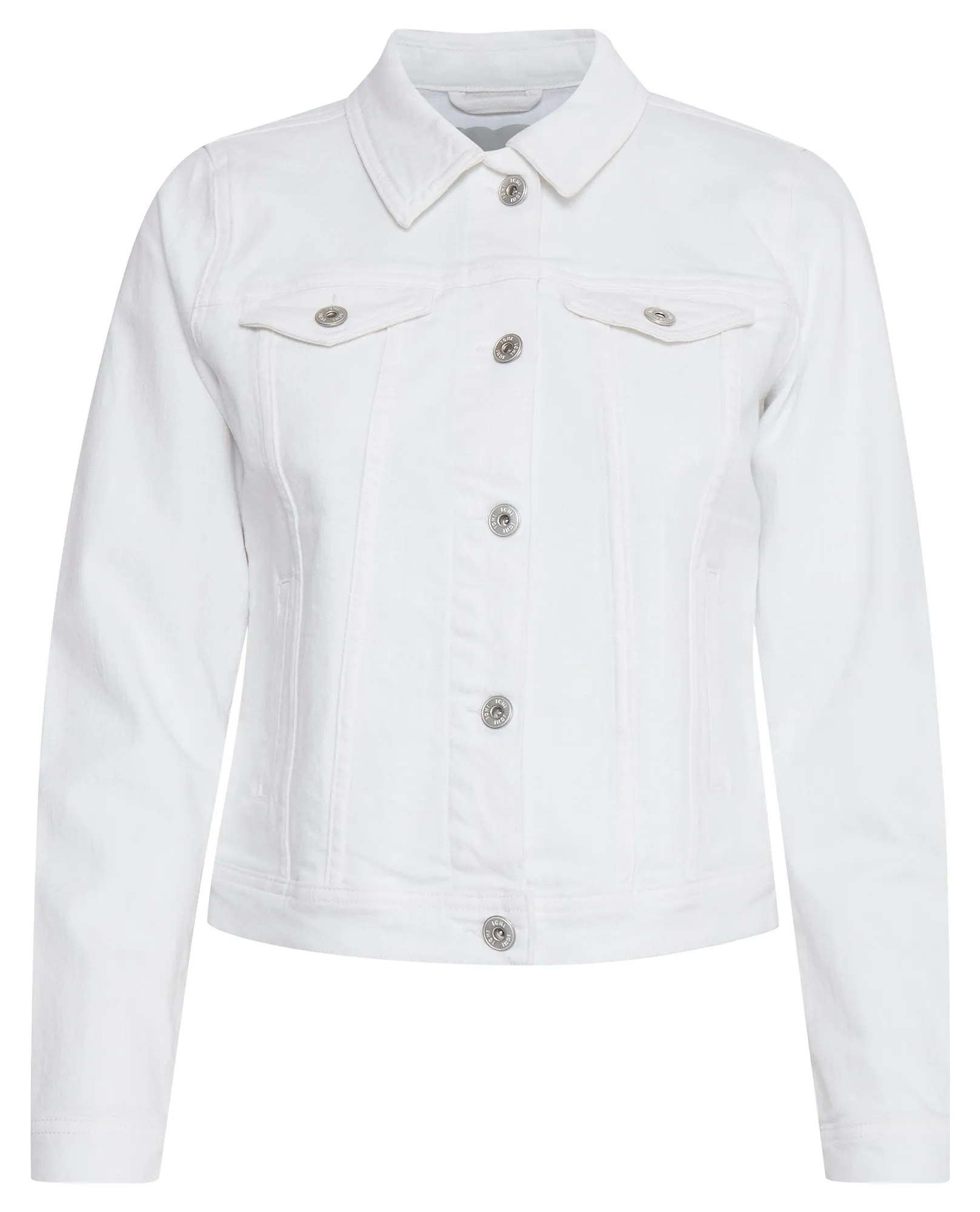 Ichi Ziggy Button Cuff White Denim Jacket