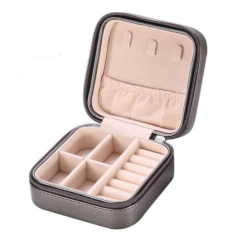 Jewelry Storage Box Pink PU Leather Portable  Style Ear Stud and Ring Lipstick   Holders Case