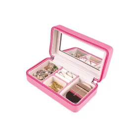 Jewelry Storage Box Pink PU Leather Portable  Style Ear Stud and Ring Lipstick   Holders Case