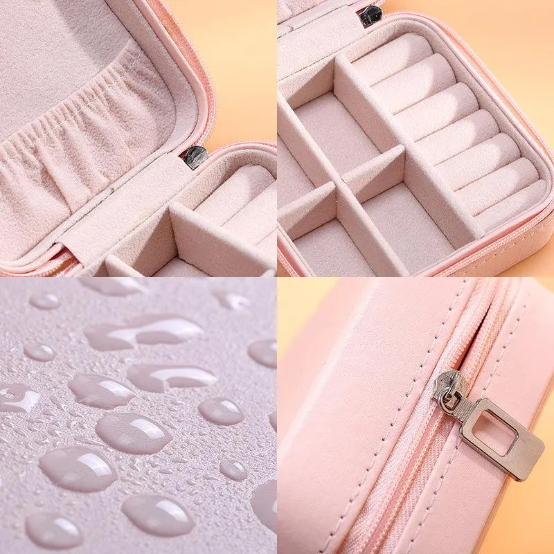 Jewelry Storage Box Portable Earrings Ring PU Leather Holders Case