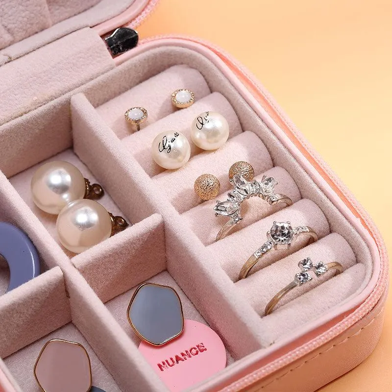 Jewelry Storage Box Portable Earrings Ring PU Leather Holders Case