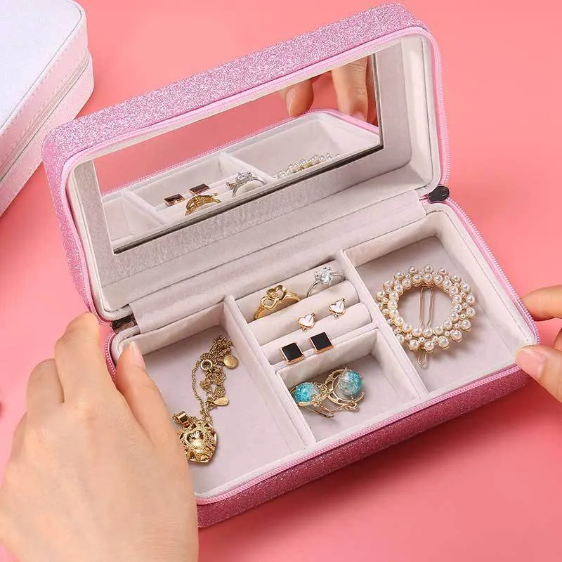 Jewelry Storage Box Portable Travel Earring Ring Multi-Functional   Holders Case