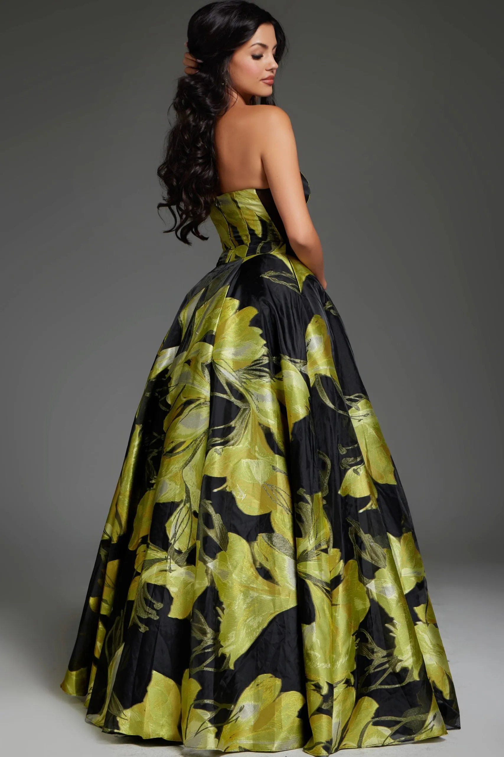 Jovani - 42435 - Strapless Ball Gown with Floral Print