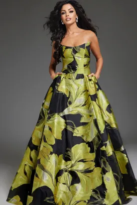 Jovani - 42435 - Strapless Ball Gown with Floral Print