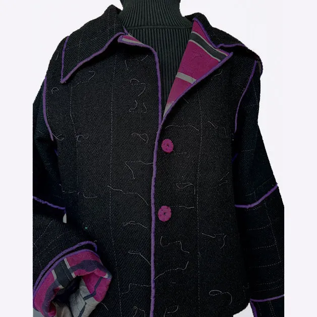 Judith Bird Jacket, Short, Black/Magenta, S