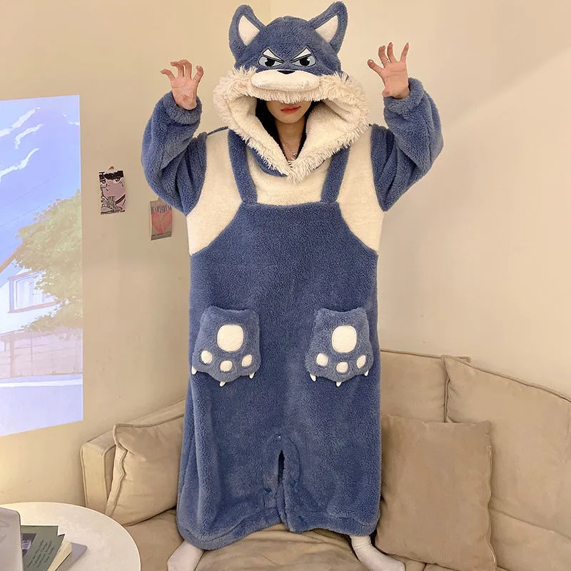 Kawaii Pajamas Jumpsuits Winter Sleepwear Warm Animal Unisex Cosplay Onesie