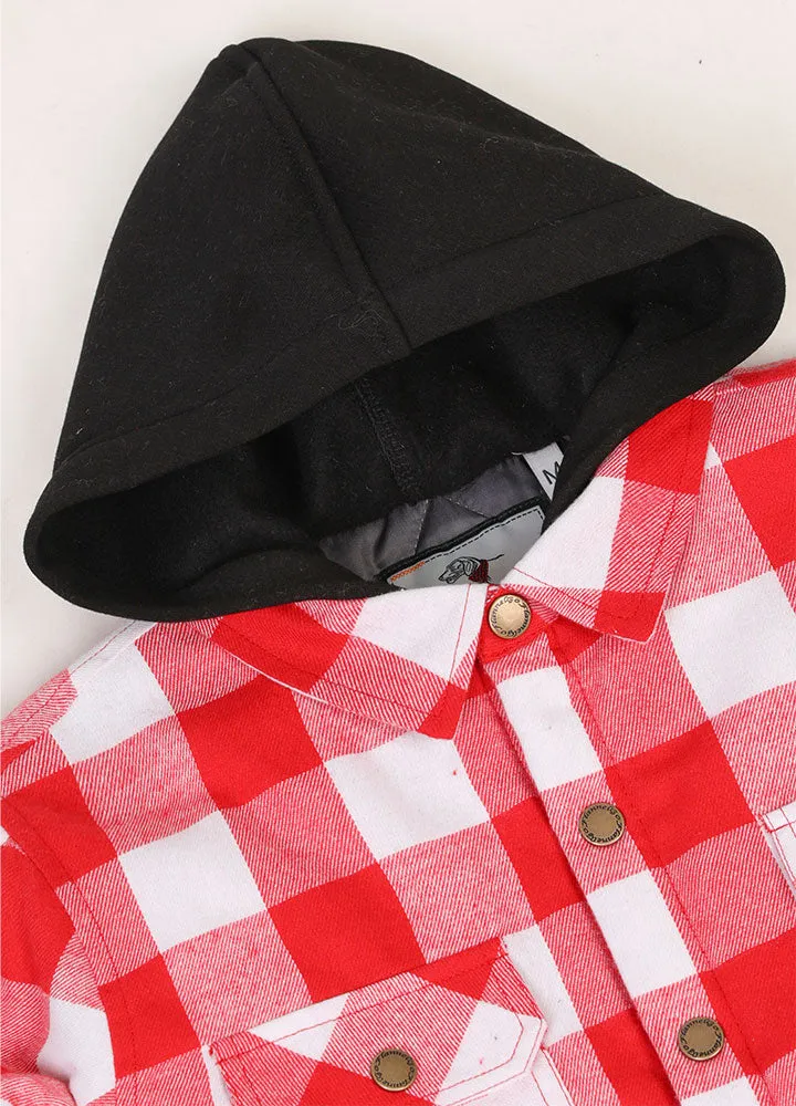 Kids Boys and Girls Quilted Lined Hooded Flannel Shirt Jacket,Snap Button