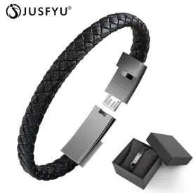 Leather Mini Micro USB Bracelet Charger