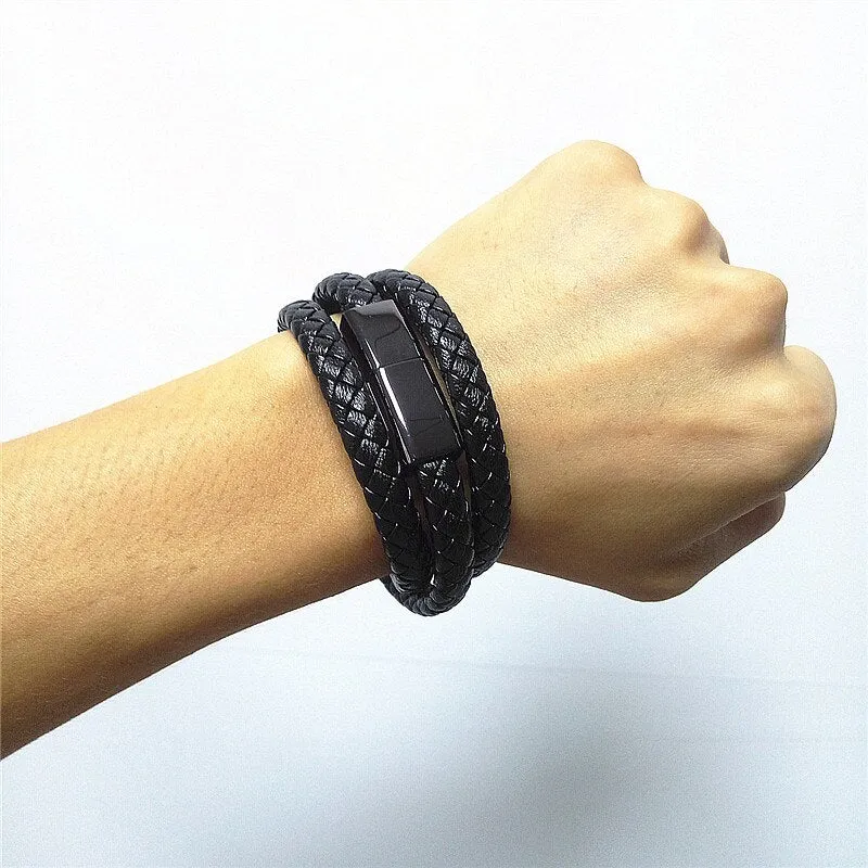 Leather Mini Micro USB Bracelet Charger