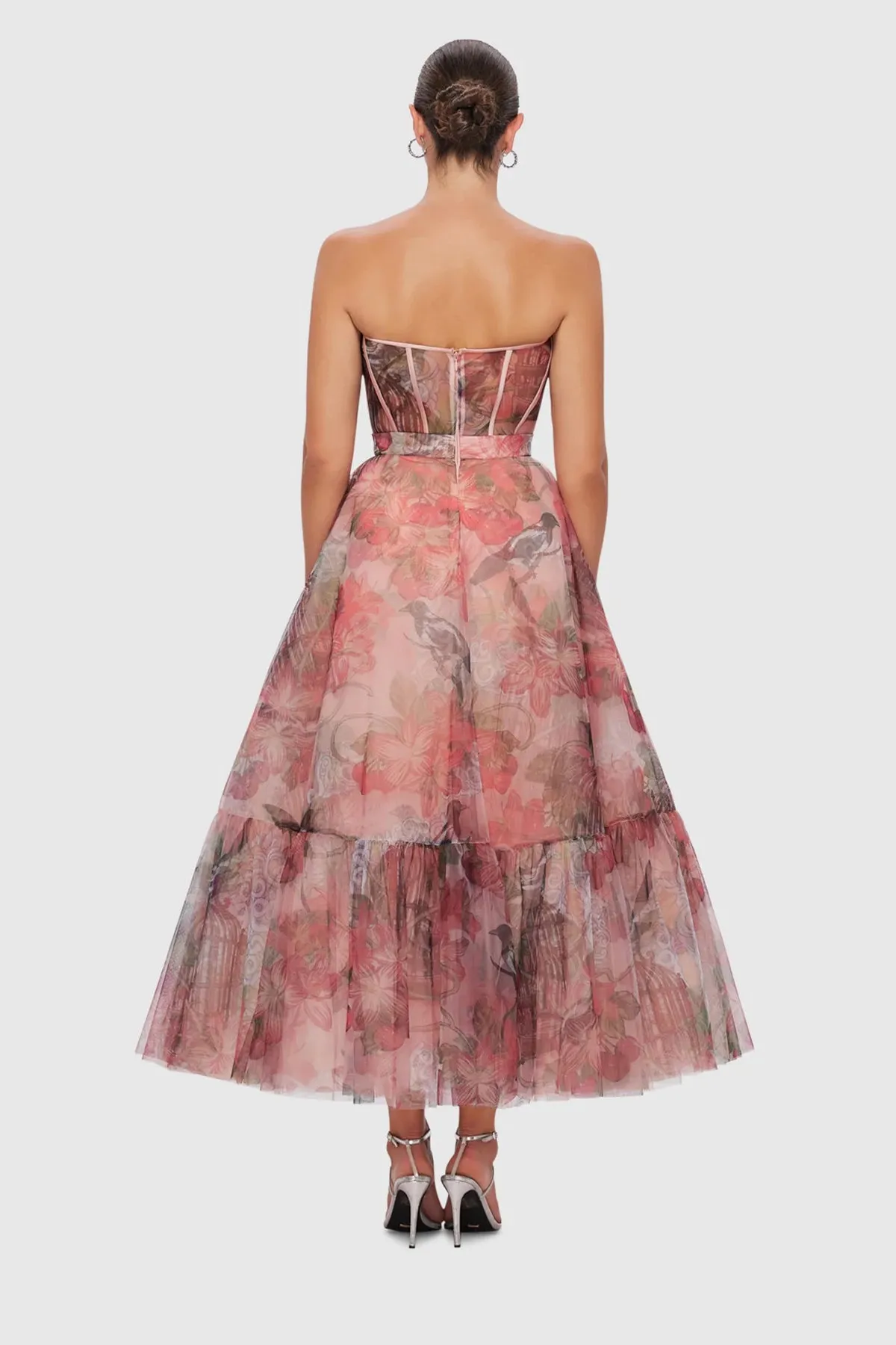 Leo Lin Rae Bustier Midi Dress - Azalea Print in Fortune