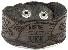 Men's Leather Wristband - Refuse to Sink