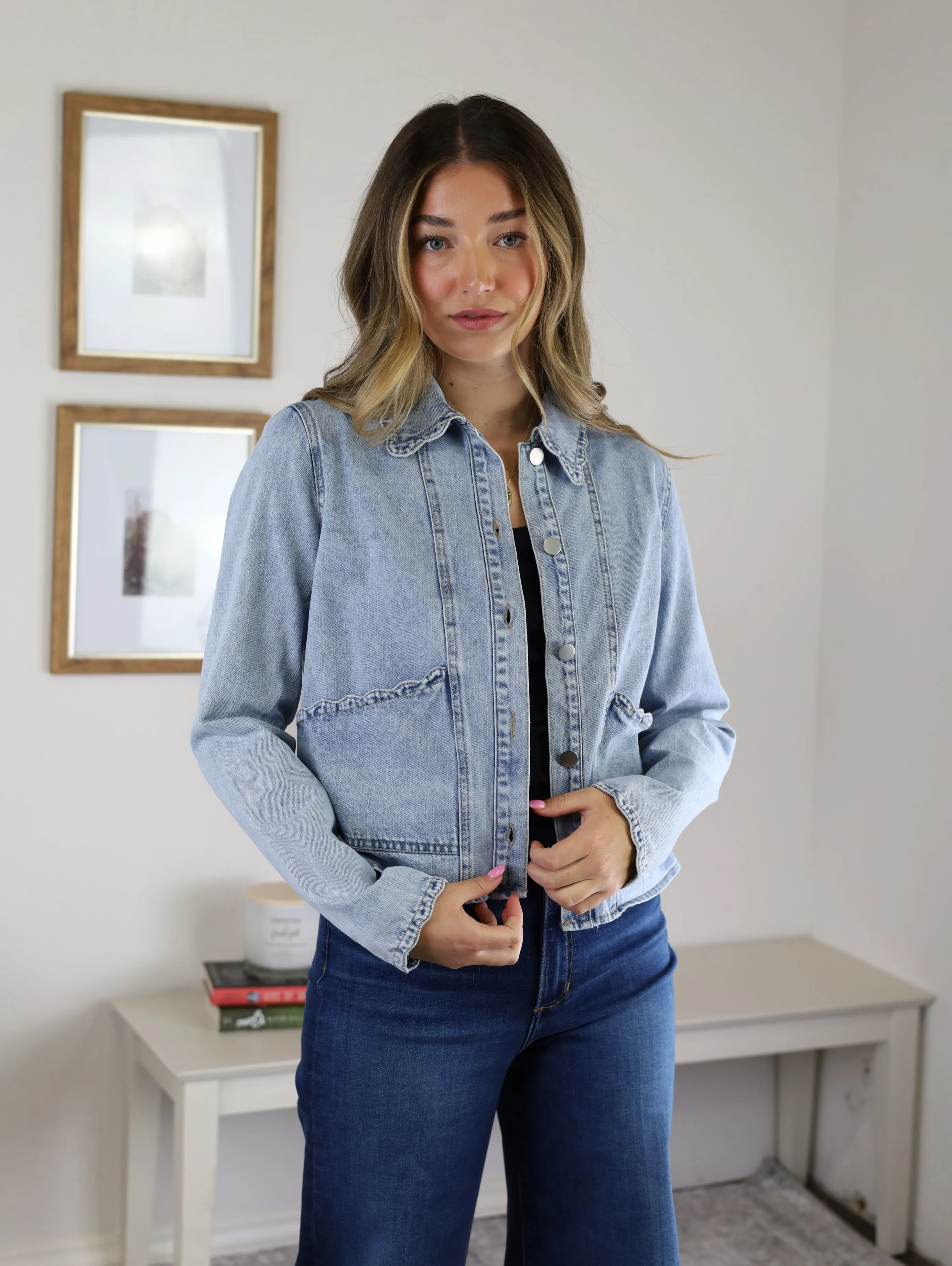 Millie Scallop Edge Denim Jacket