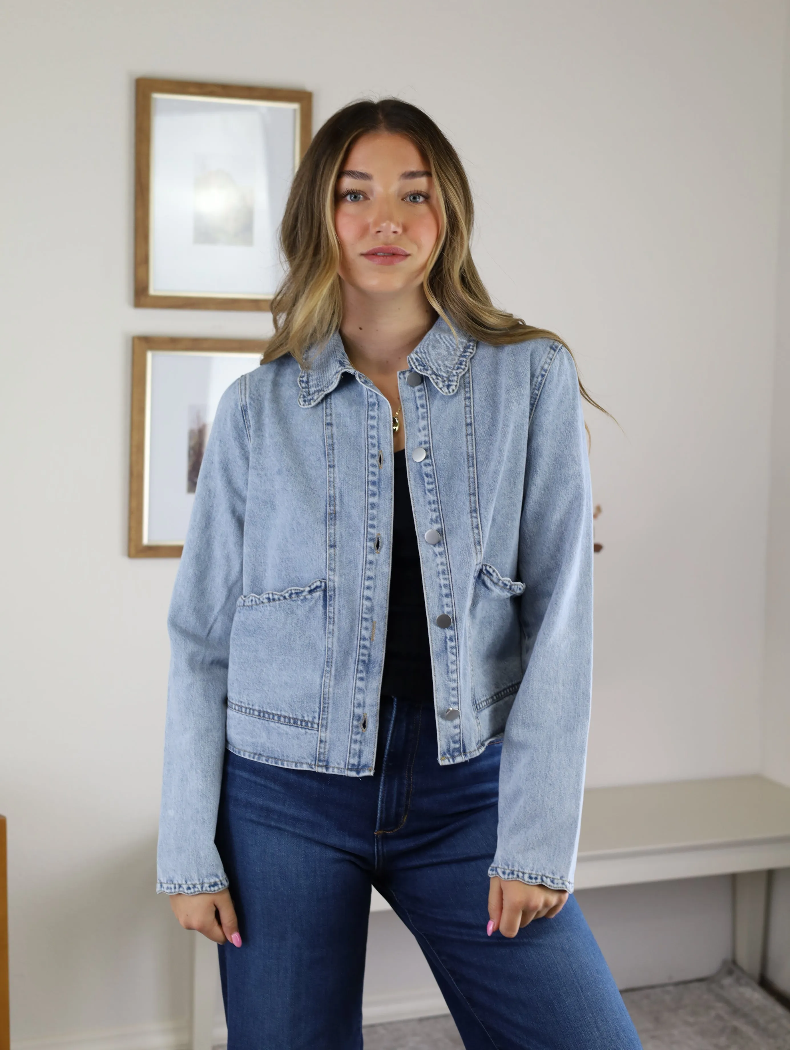 Millie Scallop Edge Denim Jacket