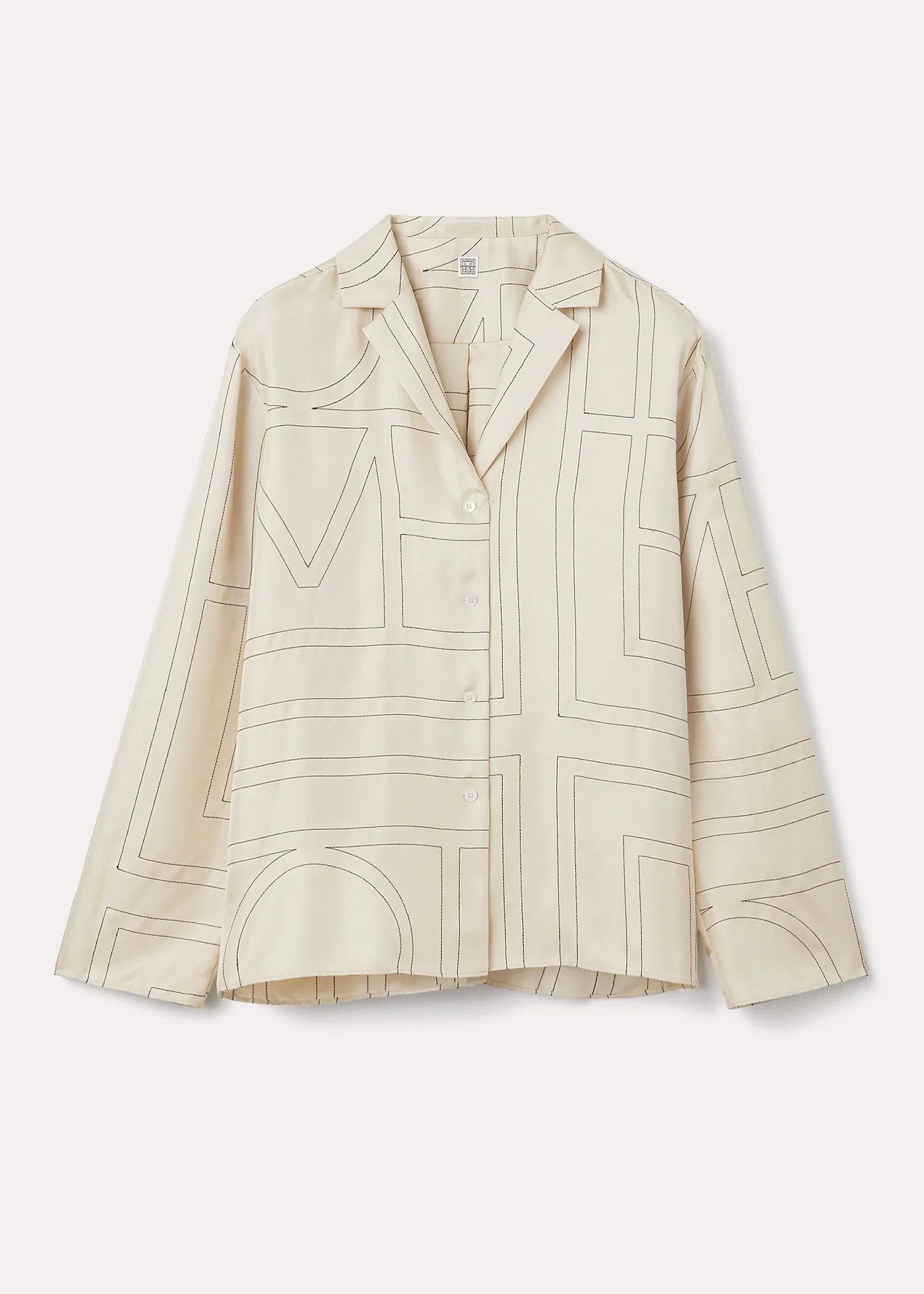 Monogram silk pj top ivory