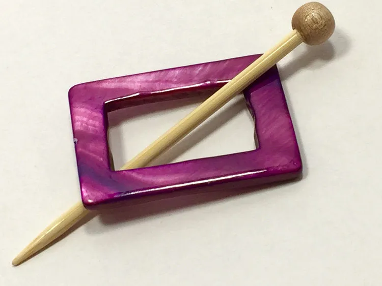 Mother of Pearl Rectangular Shawl Pin "Advert"