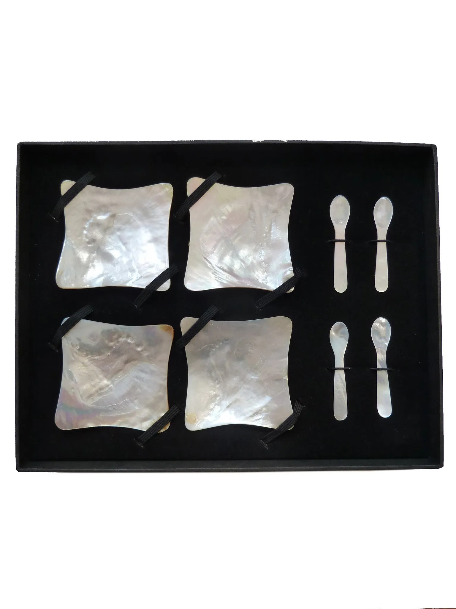 Mother Of Pearl Spoons Set Of 4 In Silk Box