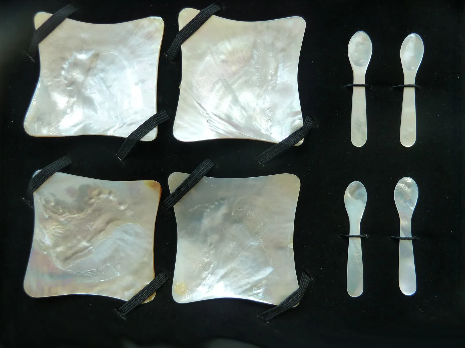 Mother Of Pearl Spoons Set Of 4 In Silk Box