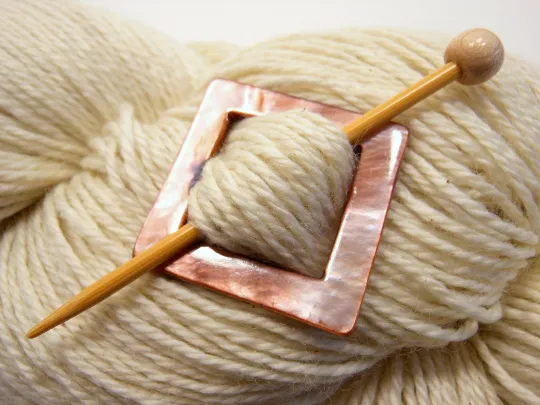 Mother of Pearl Square Shawl Pin "Rhubarb Cake"