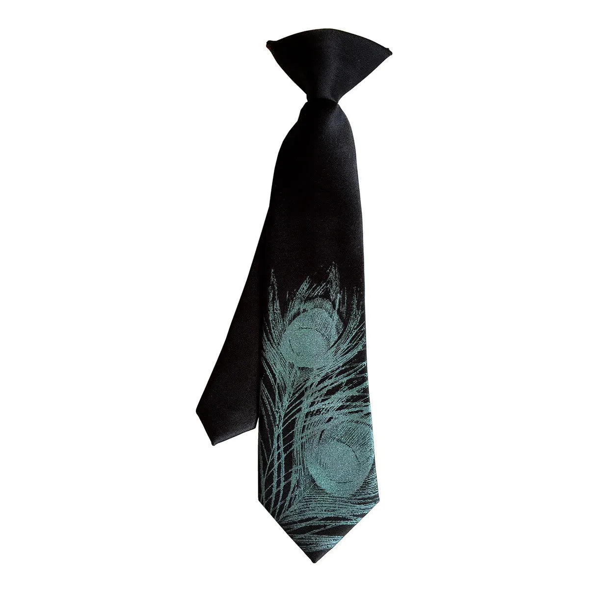 Peacock Feather kids tie. Boys clip-on necktie.