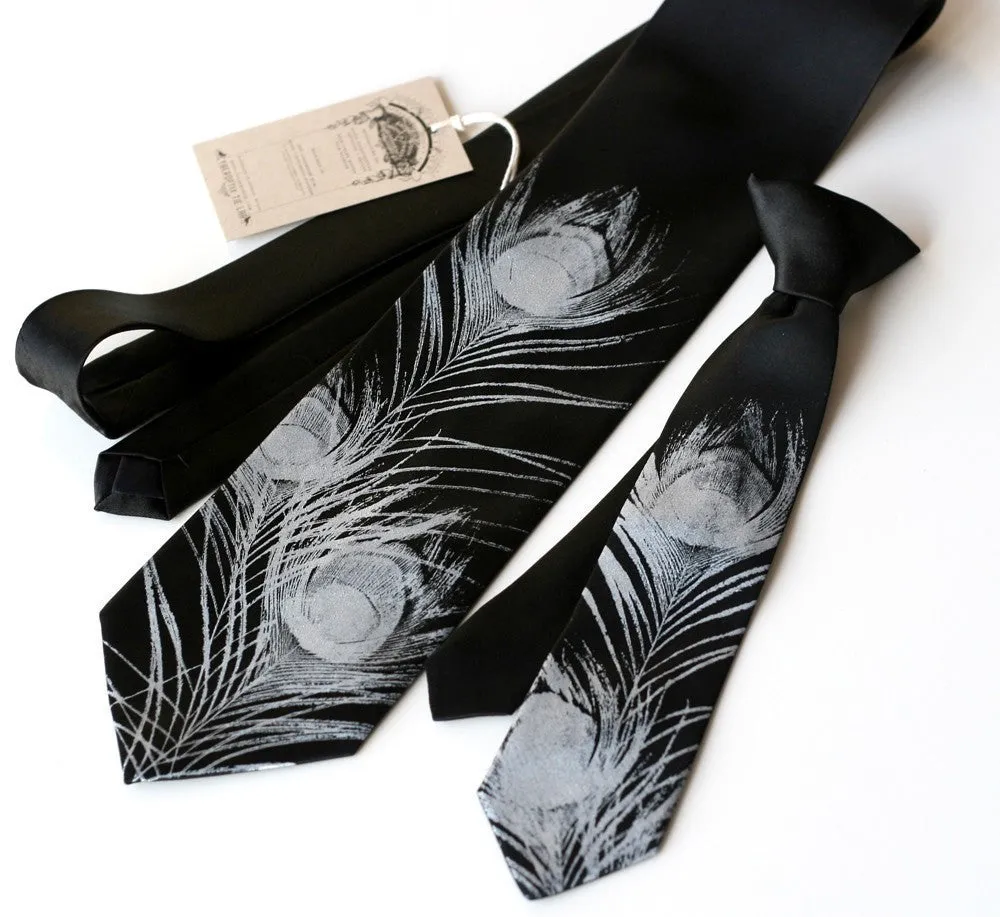 Peacock Feather kids tie. Boys clip-on necktie.