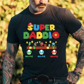 Personalized Super Daddio Game Shirt, Custom Kids Name Dad Shirt, Funny Father's Day Daddio Shirt, Super Dad Gamer Shirt, Personalized Kids