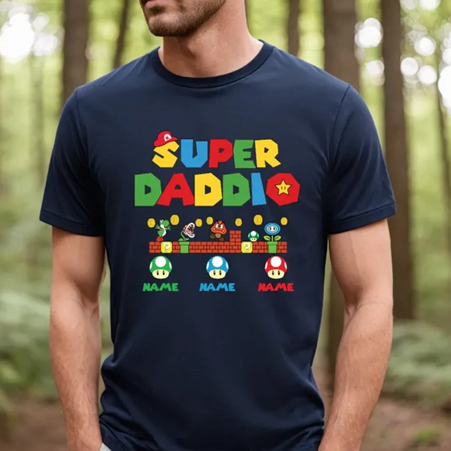 Personalized Super Daddio Game Shirt, Custom Kids Name Dad Shirt, Funny Father's Day Daddio Shirt, Super Dad Gamer Shirt, Personalized Kids