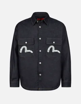 Sea Wave-pattern Seagull Embroidery Denim Shirt Jacket