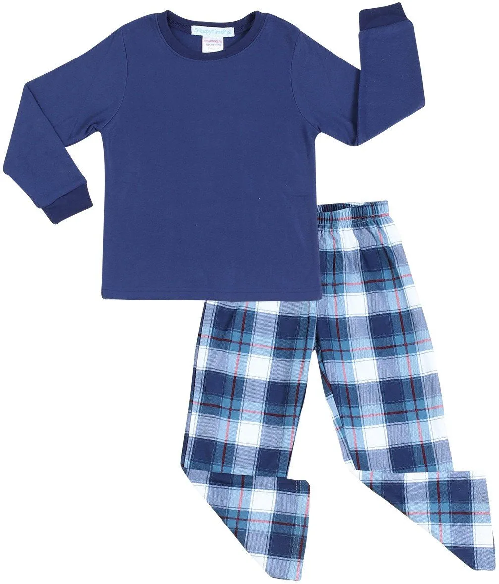 SleepytimePjs Christmas Family Matching Blue Plaid Flannel Pajamas for The Family