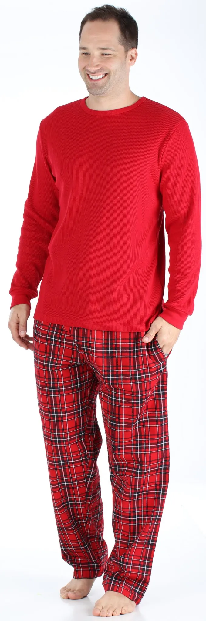 SleepytimePJs Family Matching Red Plaid Flannel Thermal Pajamas for the Family