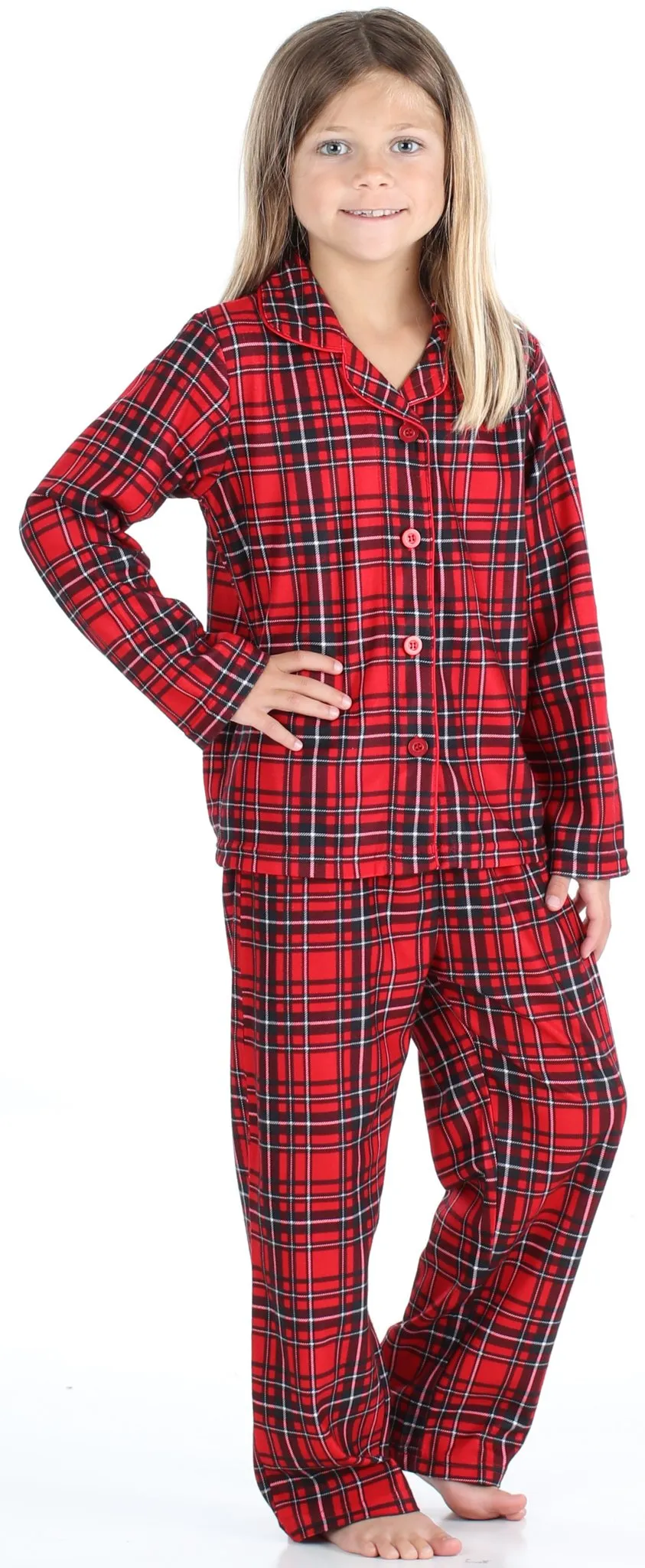 SleepytimePJs Family Matching Red Plaid Flannel Thermal Pajamas for the Family