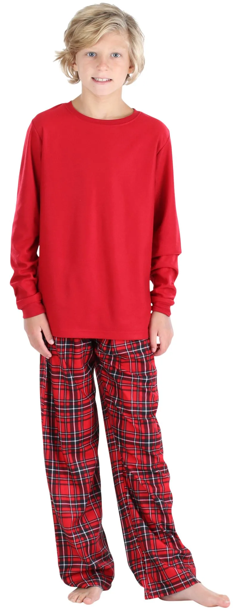 SleepytimePJs Family Matching Red Plaid Flannel Thermal Pajamas for the Family