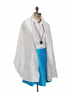 Thai Silk Pintuck Pleated Shawl White